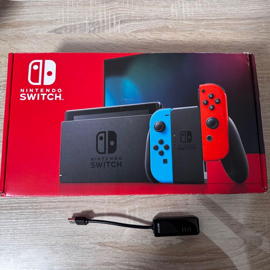【おまけ付】Switch 本体 ネオンブルーレッド付属品完備【バッテリー強化版】