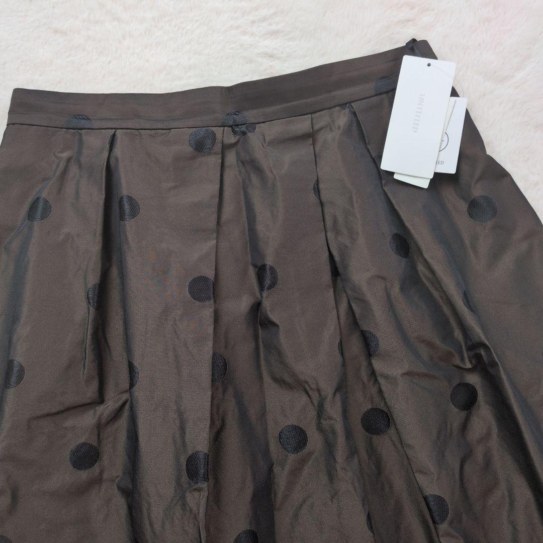 新品✩大きいサイズ✩アンタイトル✩洗えるドット柄タフタ フレアスカート✩2L
