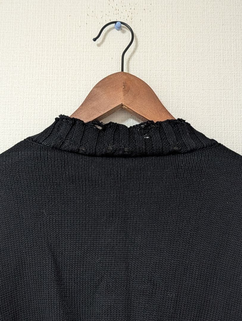 美品　MARNI マルニ カーディガン クロップド丈 刺繍ロゴ ダメージ加工