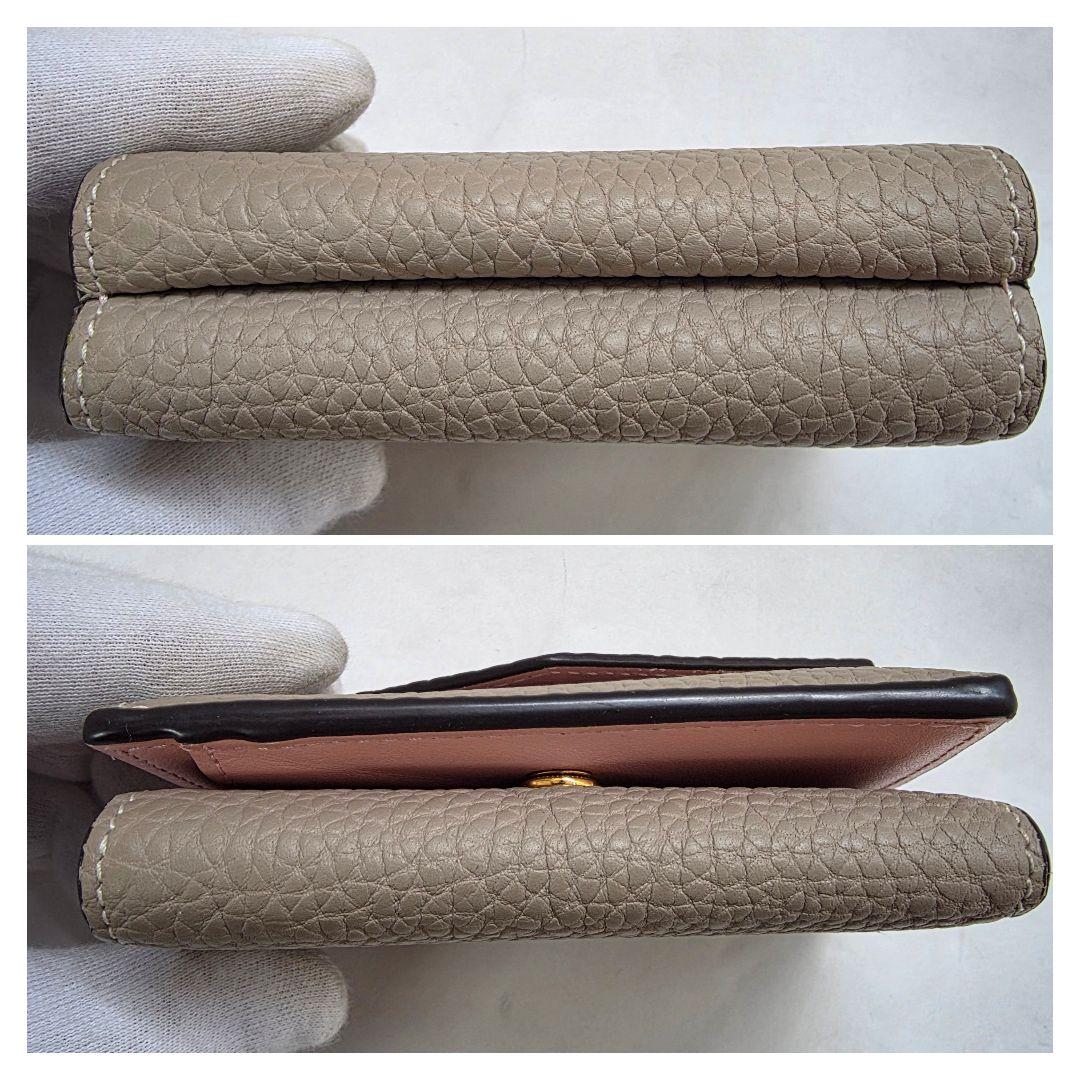 【良品】ボナベンチュラ スモールウォレット シュリンクレザー グレージュ