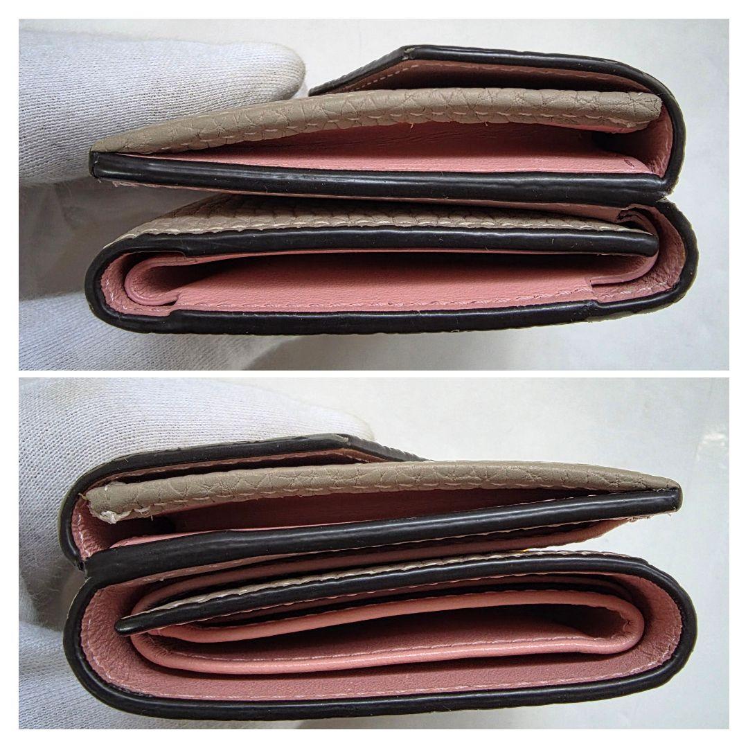 【良品】ボナベンチュラ スモールウォレット シュリンクレザー グレージュ