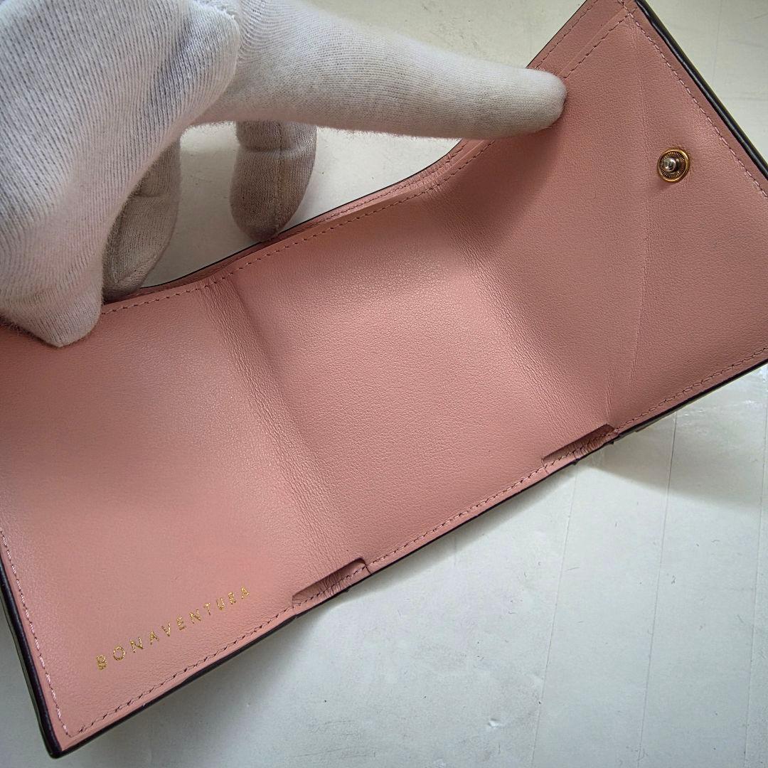 【良品】ボナベンチュラ スモールウォレット シュリンクレザー グレージュ