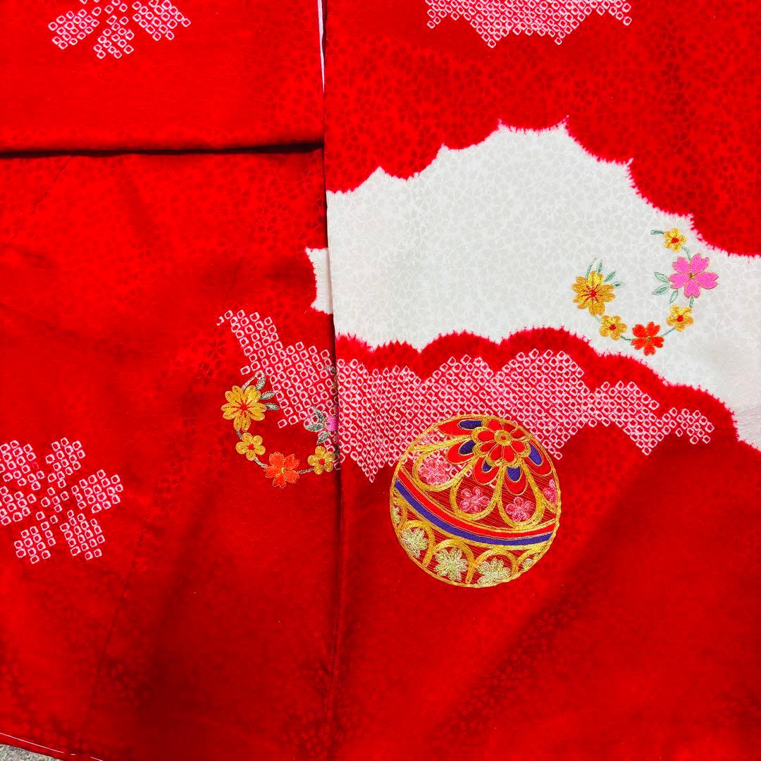 Yume Suzuki 正絹/本絞り 刺繍入 /襦袢付/ 新品たとう紙赤