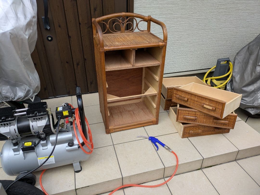 ラタン 引き出し箪笥 昭和レトロ チェスト 5段6杯 アンティーク家具