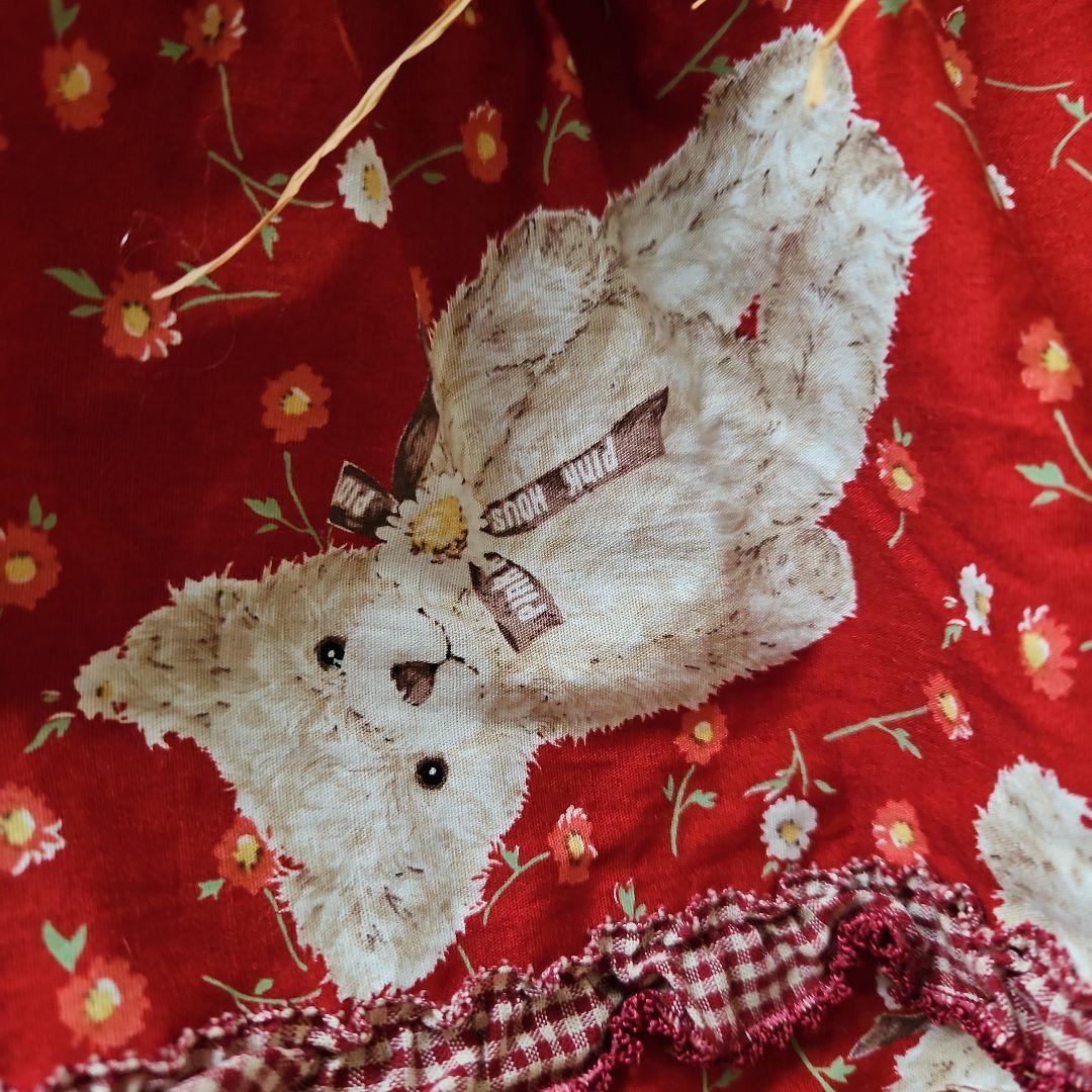 ★ピンクハウス★[新品未使用】❤️雛菊テディの被せ段々ロングスカート✨赤