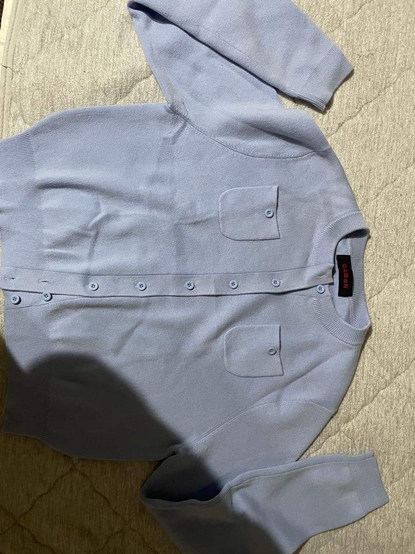 CABaN コットンカシミヤクルーネックカーディガン ライトブルー