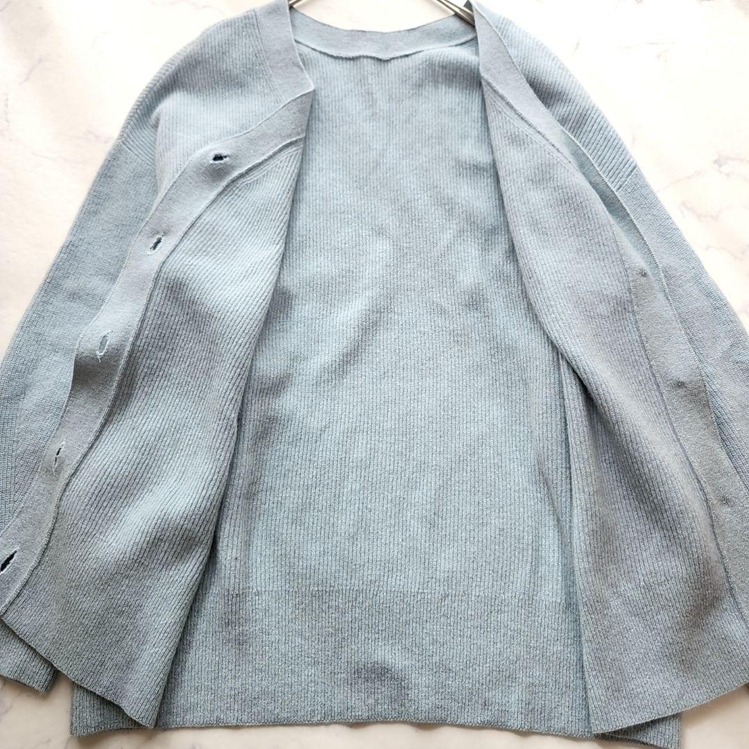 美品✨　リヴドロワ　ヘアリーラメ2WAYカーディガン 2way 水色