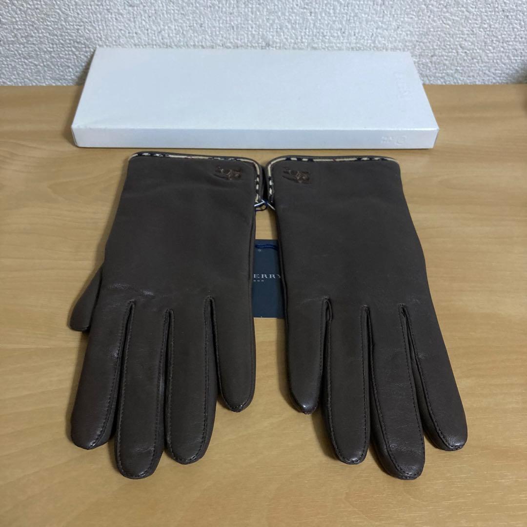 バーバリー ブラックレーベル ラムレザー 手袋 ブラウン 未使用