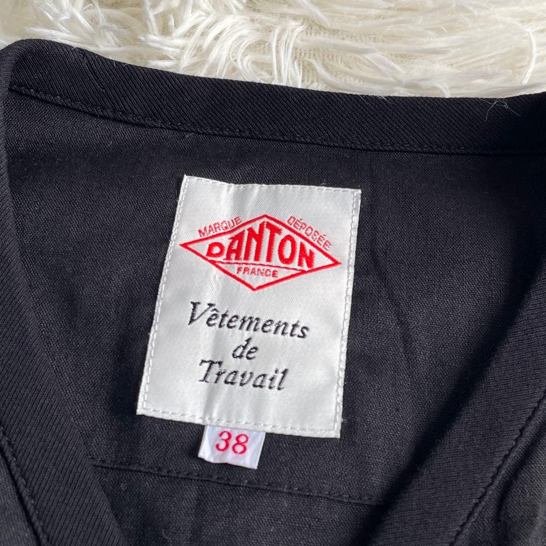 【美品】DANTON ダントン リネン シャツカーディガン ブラック 38