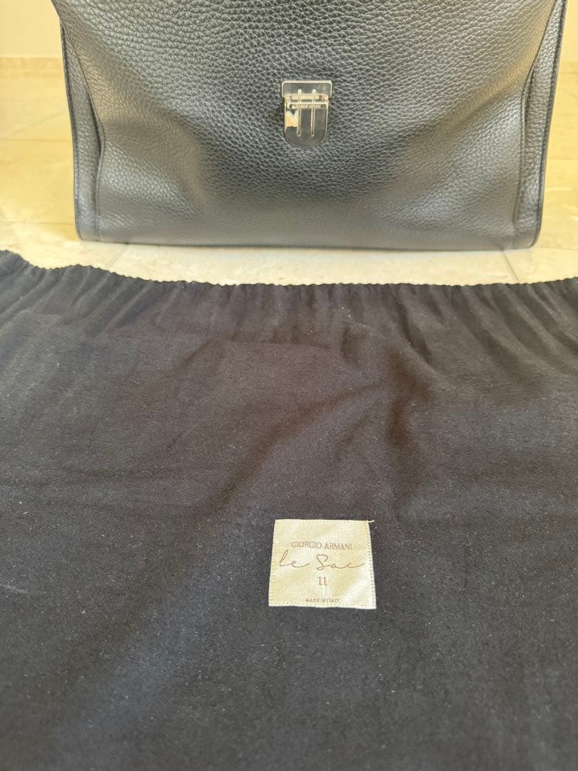 Giorgio Armani 最高級 黒 レザー トラベルバッグ ウィークエンド