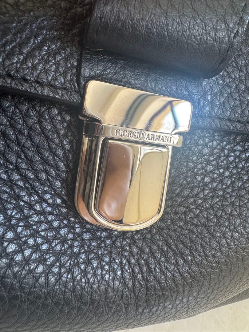 Giorgio Armani 最高級 黒 レザー トラベルバッグ ウィークエンド