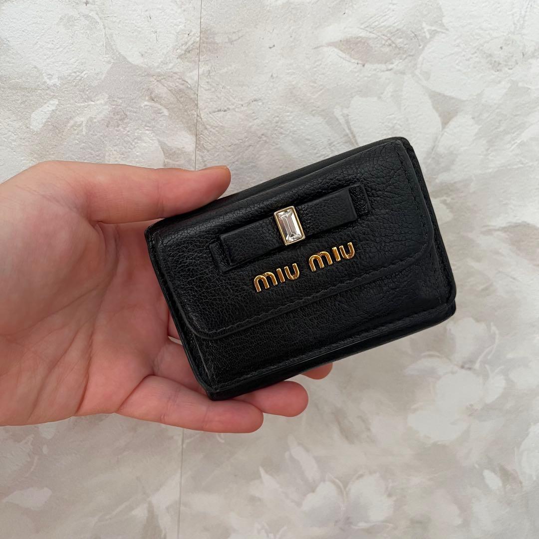 otouhu.sho miumiu マドラス リボン 三つ折り財布 黒