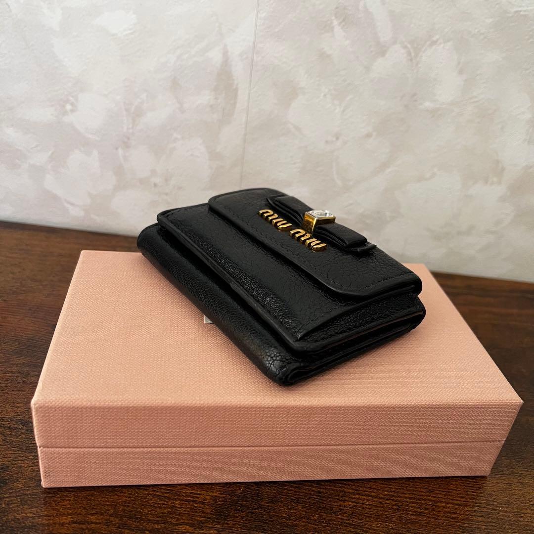 otouhu.sho miumiu マドラス リボン 三つ折り財布 黒
