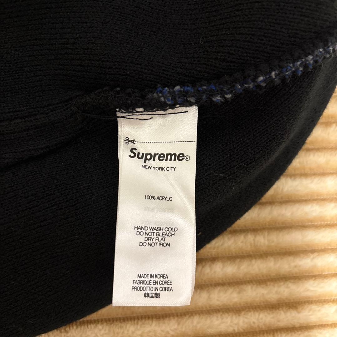 Supreme ロゴ入りビーニー ネイビー/ブラック