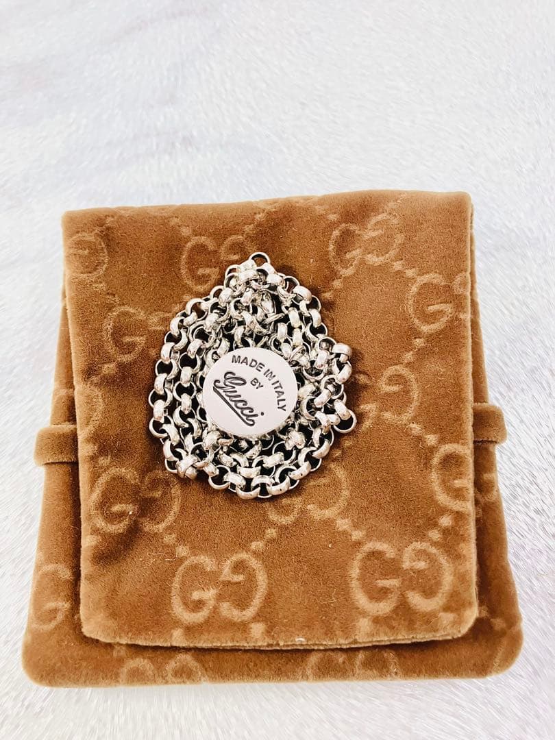 【超美品】GUCCI メダルネックレス 男女兼用 シルバー925 ラウンドロゴ