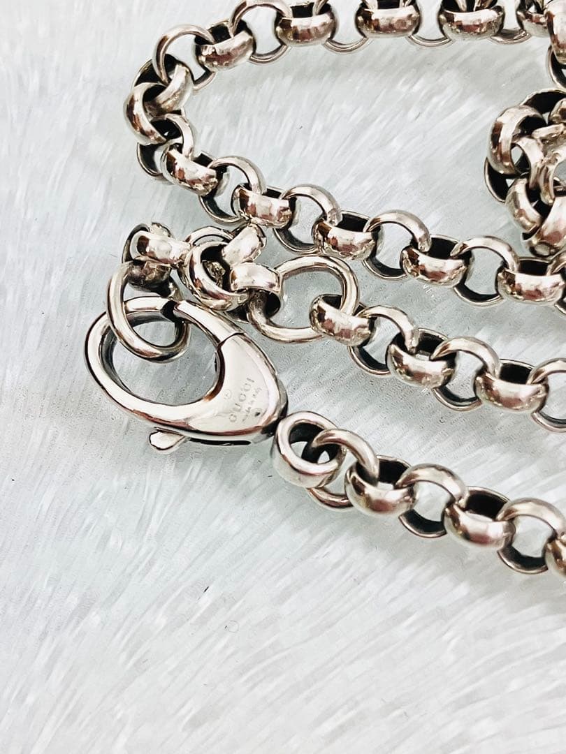 【超美品】GUCCI メダルネックレス 男女兼用 シルバー925 ラウンドロゴ