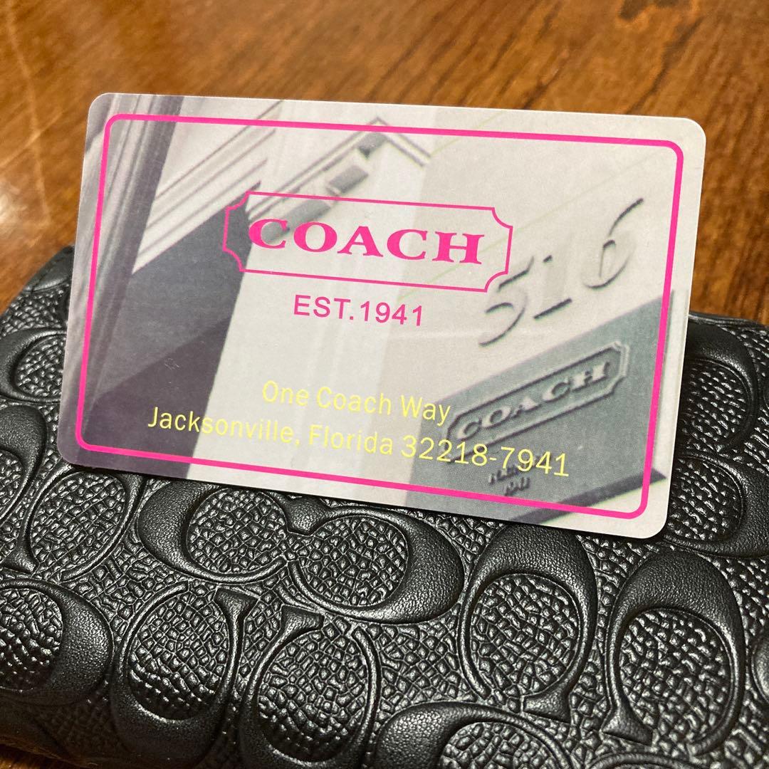 COACH ブラック 二つ折り財布 保存袋付き　ほぼ未使用品