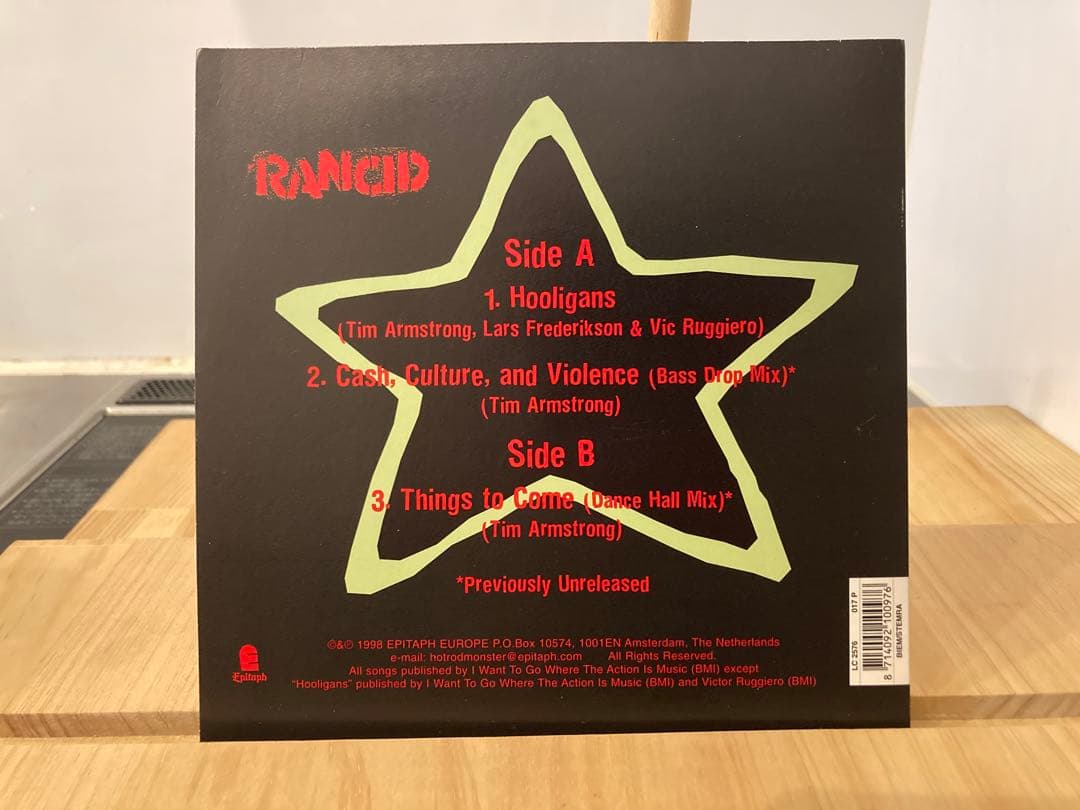 Rancid Hooligans 赤色スプラッター 12インチシングル