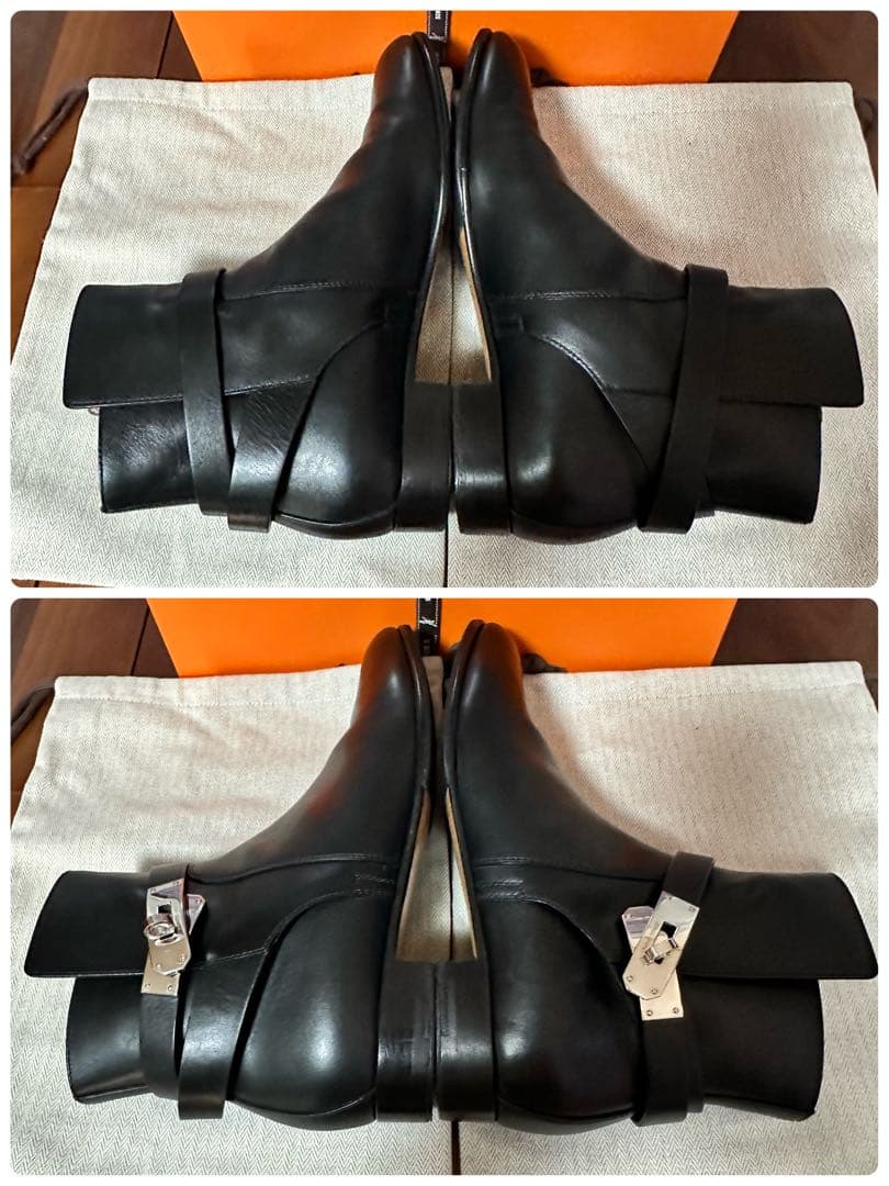 HERMES エルメス　ネオ　ケリー　ショートブーツ　黒　シルバー金具　ノワール
