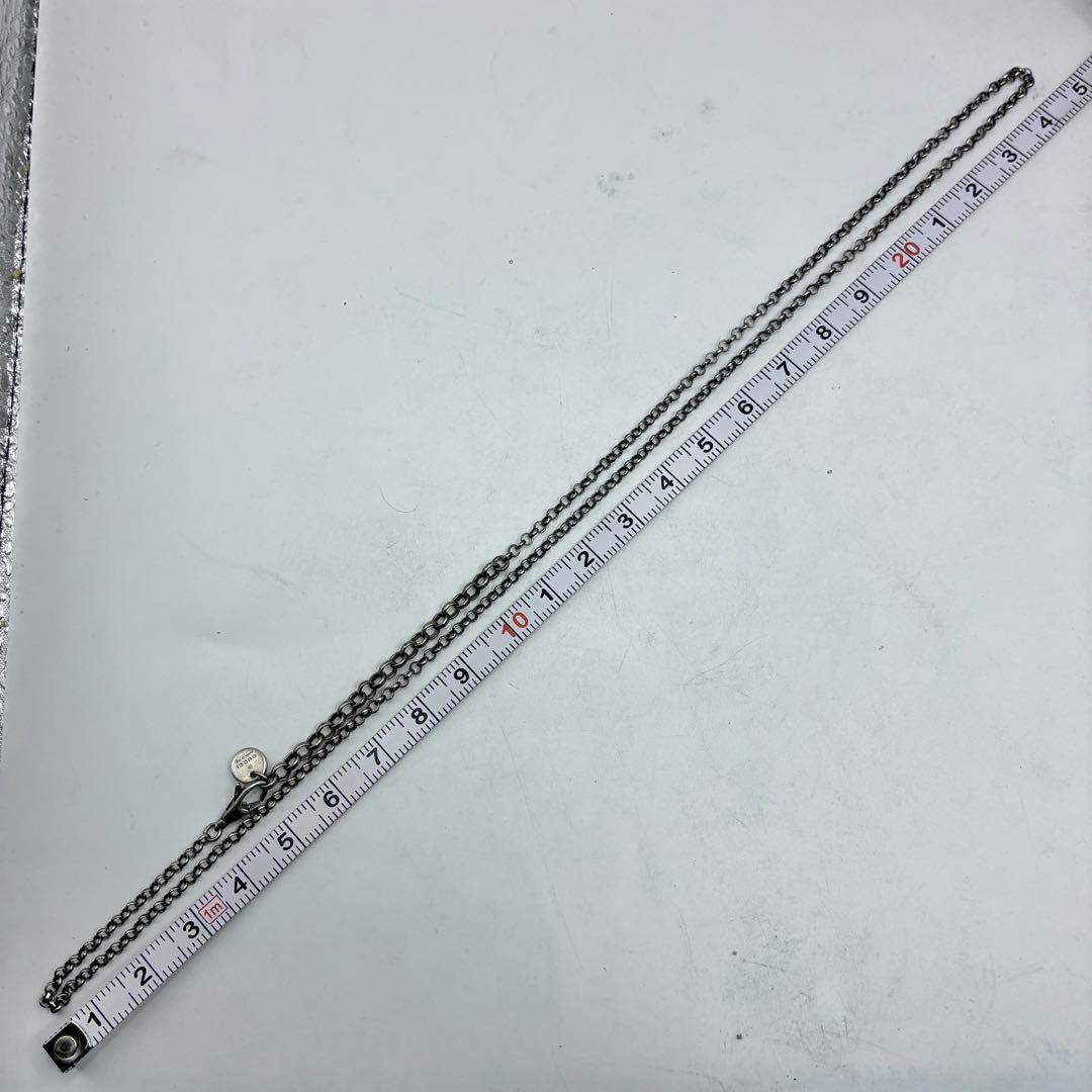 【美品・50cm】グッチ　あずきチェーン　ブラック　ネックレス　シルバー　燻し