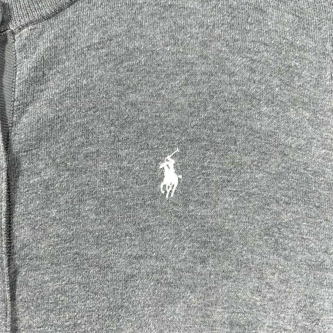 美品✨ポロラルフローレン　カーディガン　クルーネック　XL ホースロゴ　グレー