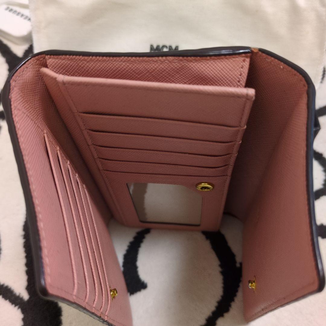MCM 三つ折り財布 ベージュ/ピンク