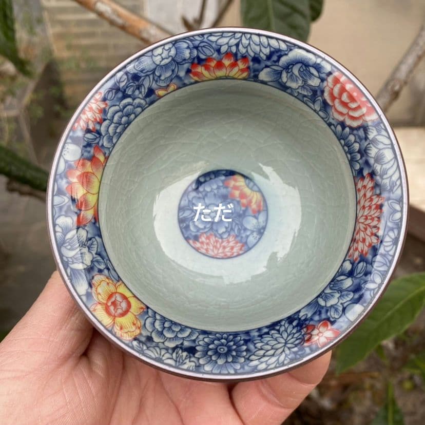 中国茶器 青花万花三才蓋碗 蓋付き 茶器 飲茶食器 煎茶具 未使用品