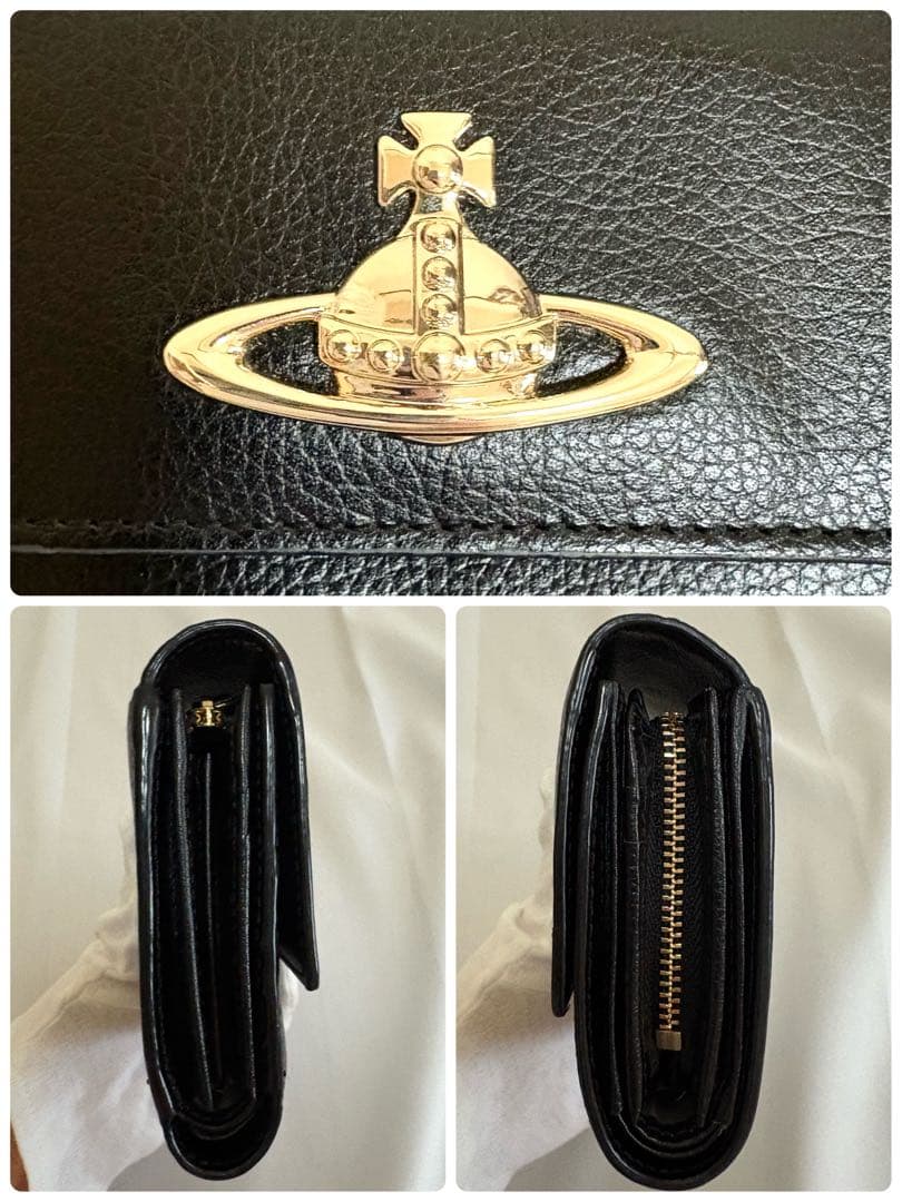 【極美品】Vivienne Westwood ブラック三つ折り財布ブラック箱付き