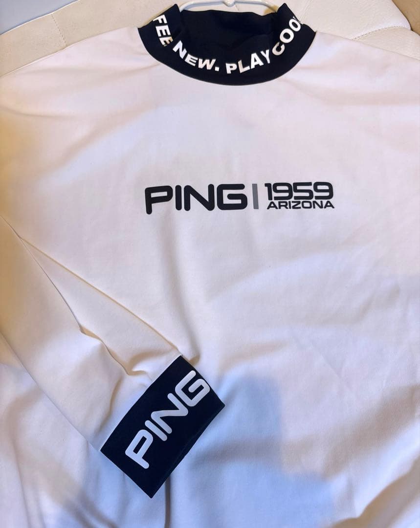 新品　17,600円 PING ロングT シャツ ホワイト　黒　ゴルフ　メンズM