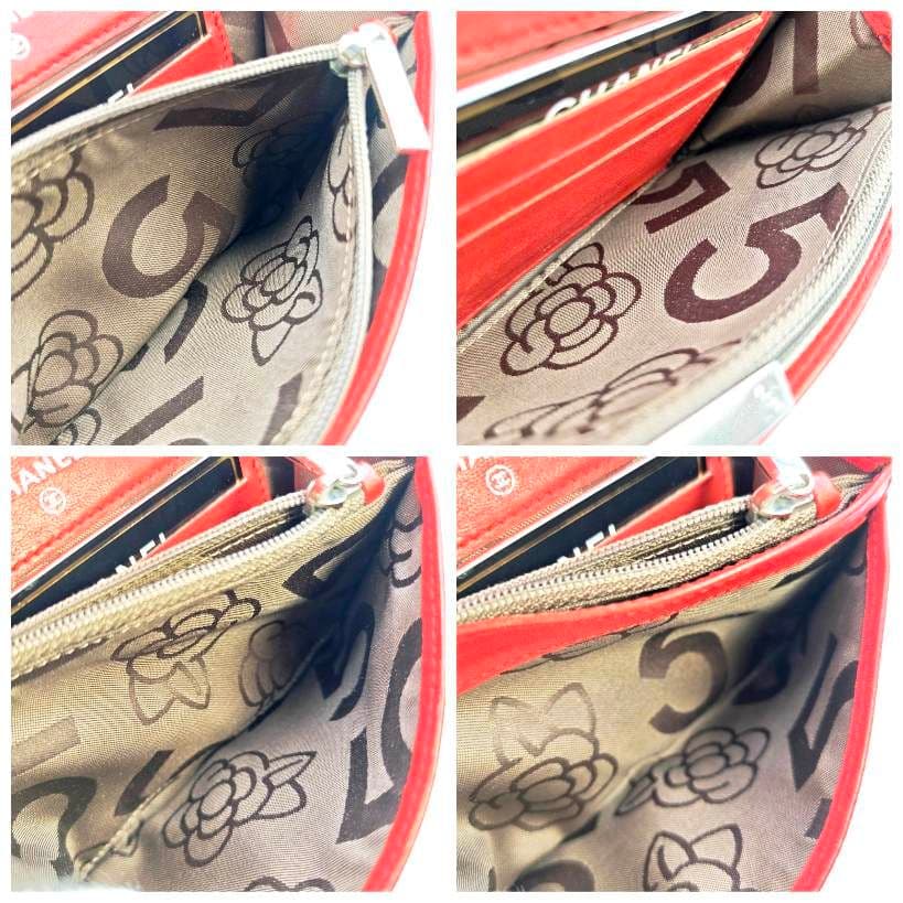 美品 シャネル ココマーク 二つ折り財布 CHANEL ラムスキン