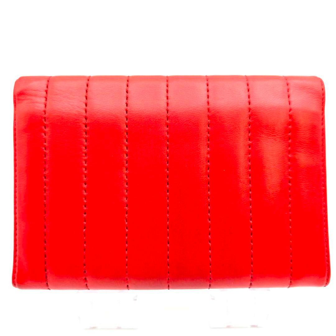 美品 シャネル ココマーク 二つ折り財布 CHANEL ラムスキン