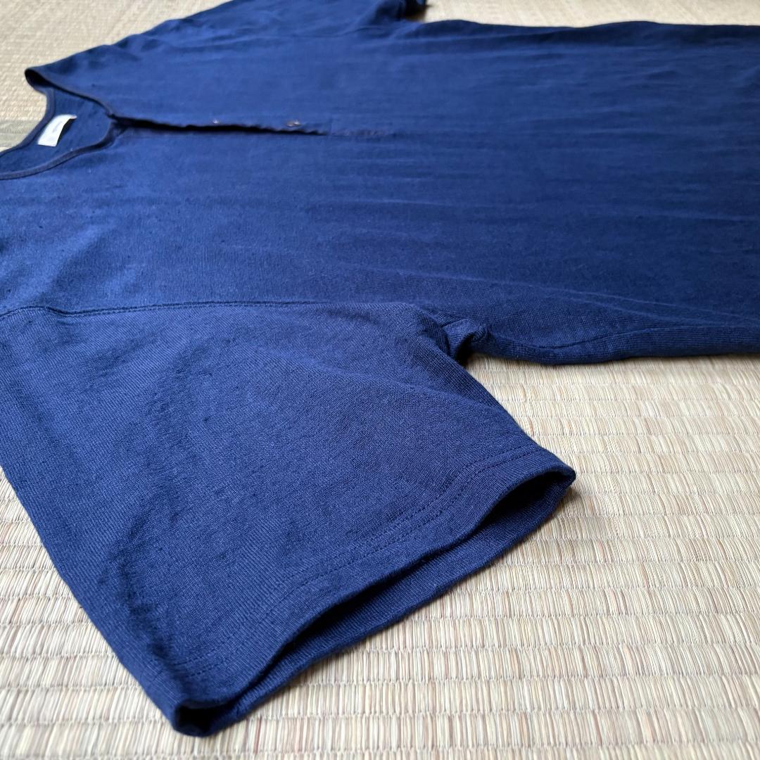 【美品】rinoneca ヘンリーネックプルオーバー Marine サイズL