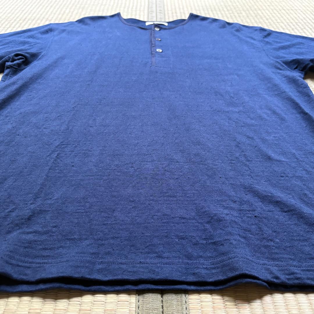 【美品】rinoneca ヘンリーネックプルオーバー Marine サイズL