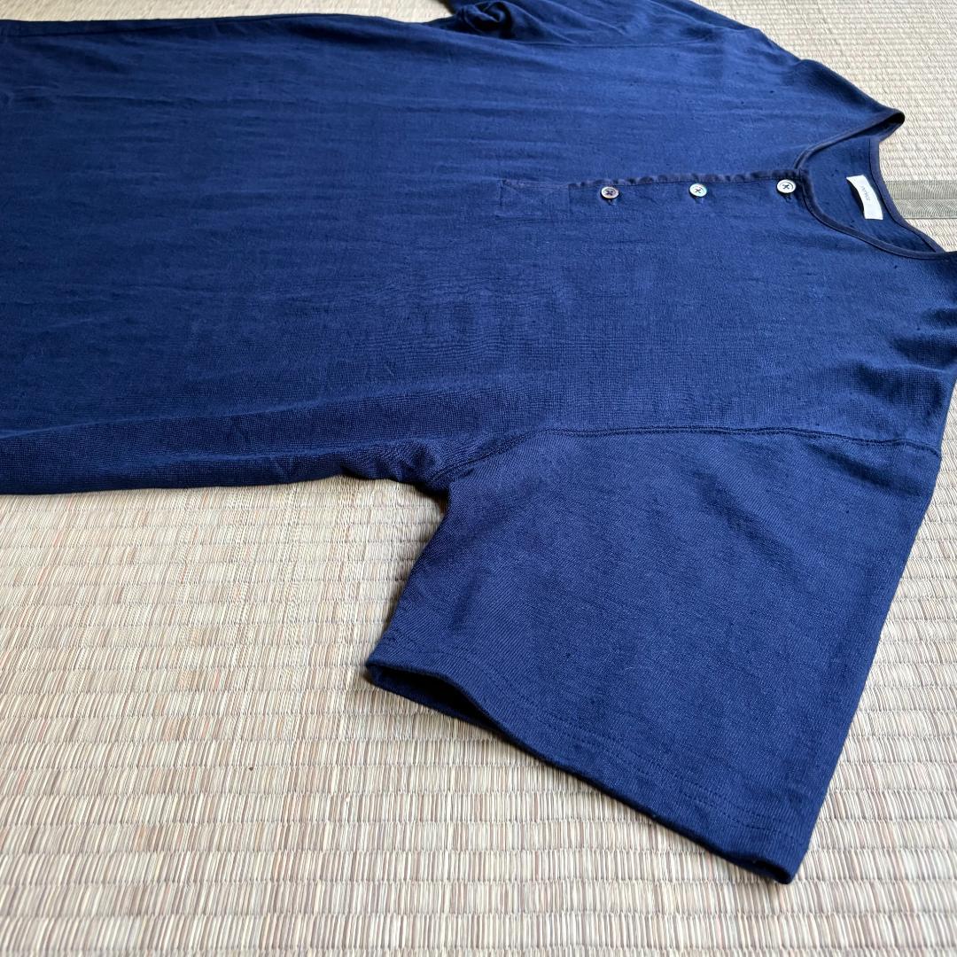 【美品】rinoneca ヘンリーネックプルオーバー Marine サイズL