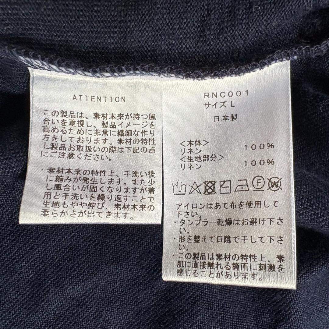 【美品】rinoneca ヘンリーネックプルオーバー Marine サイズL