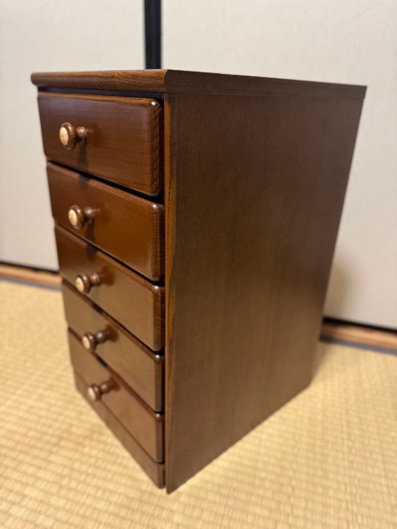 起立木工　小型　サイドキャビネット　アンティーク　5段　美品