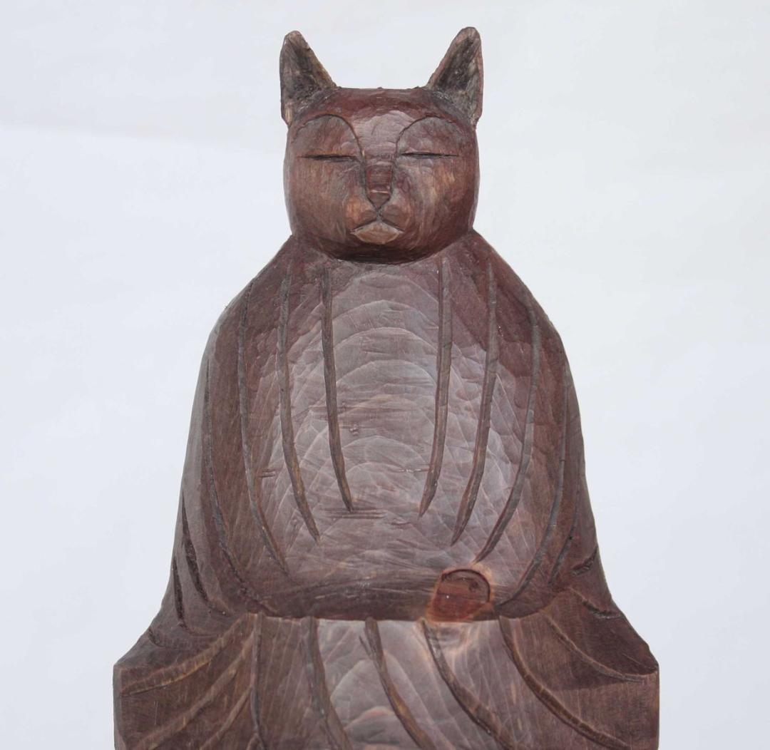 猫如来坐像　大小２体セット　円空仏