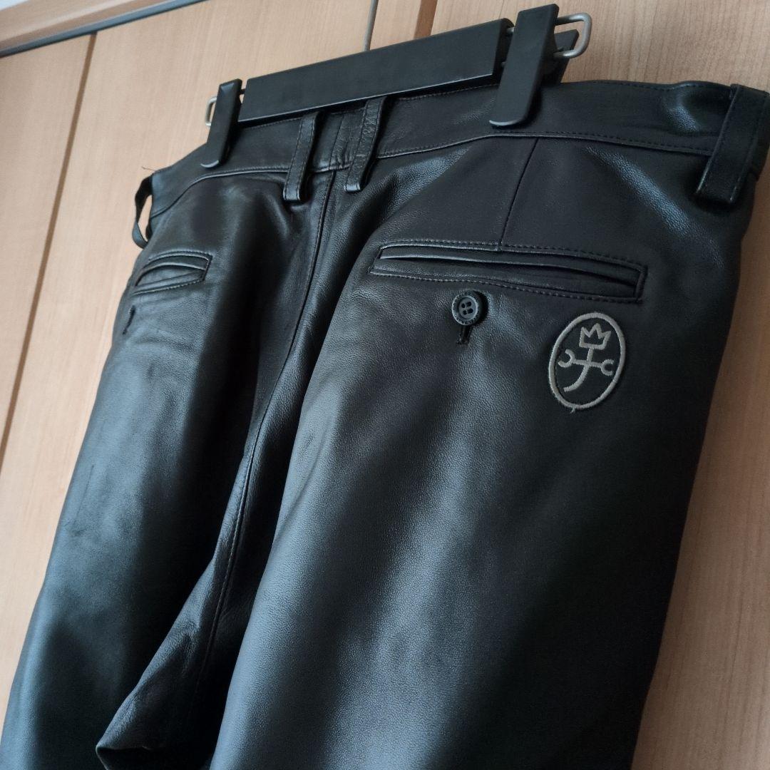 カステルバジャック ラム革パンツ 大きいサイズ レザー 黒
