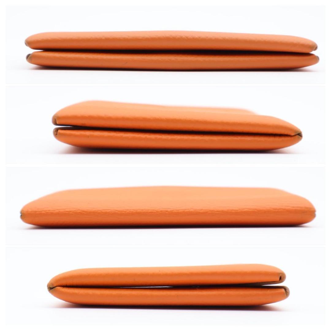 【極美品】HERMES カルヴィ エプソン　オレンジ　名刺入れ　カードケース