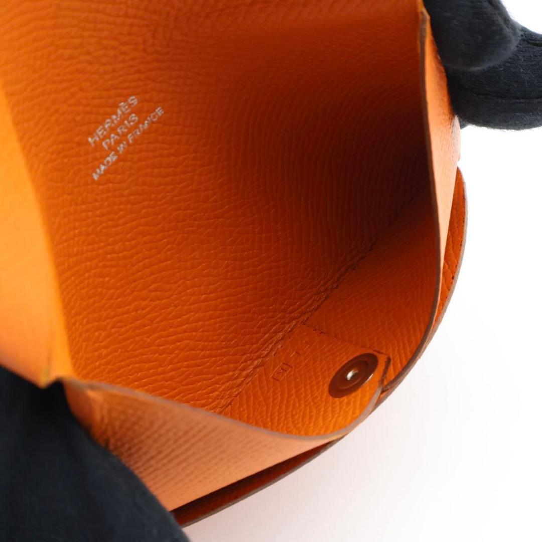 【極美品】HERMES カルヴィ エプソン　オレンジ　名刺入れ　カードケース