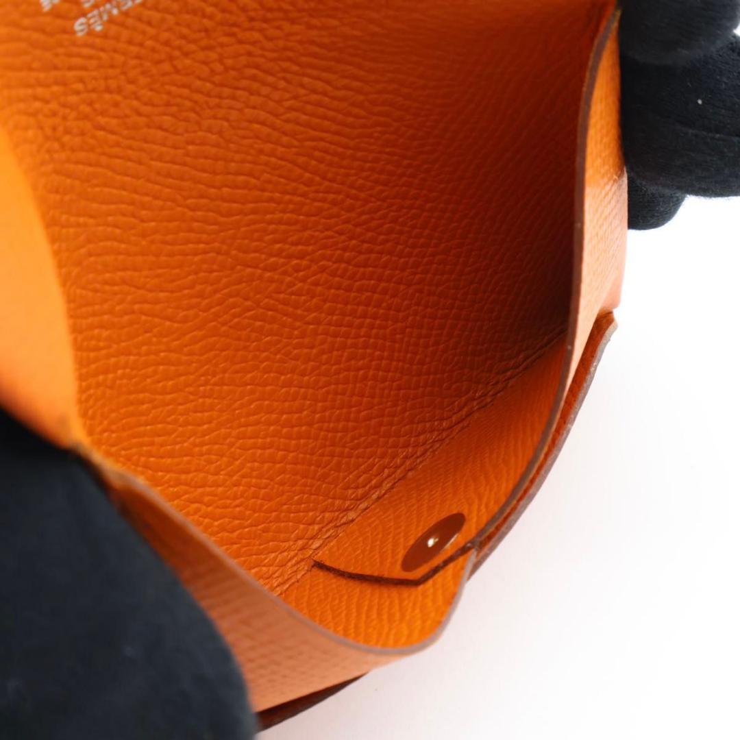 【極美品】HERMES カルヴィ エプソン　オレンジ　名刺入れ　カードケース