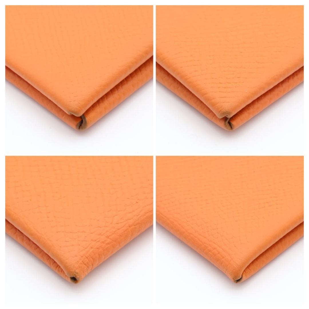【極美品】HERMES カルヴィ エプソン　オレンジ　名刺入れ　カードケース