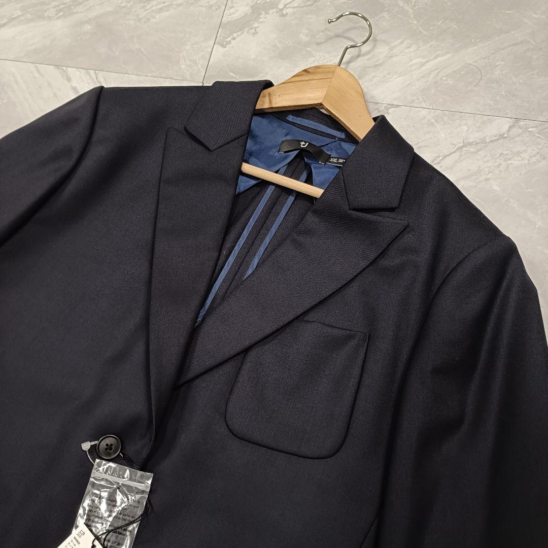 【新品】ユニクロ+J ウールテーラードジャケット カシミヤ混 XXL ネイビー