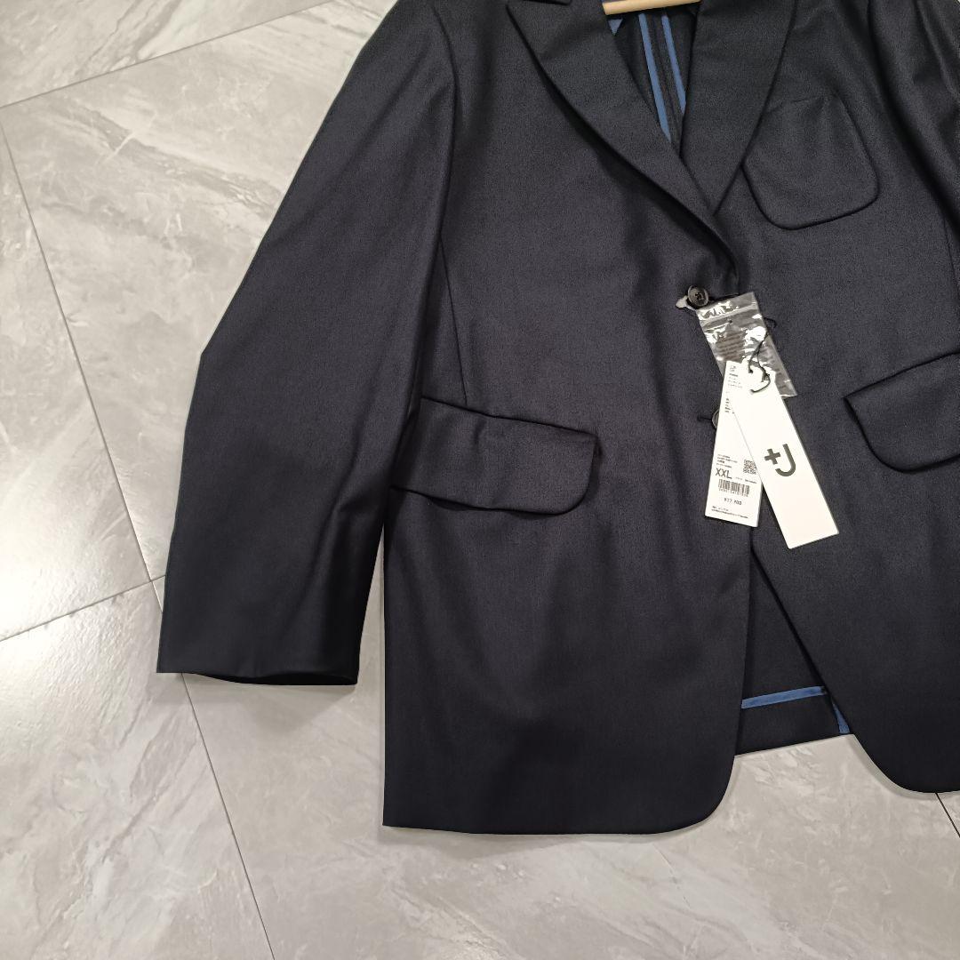 【新品】ユニクロ+J ウールテーラードジャケット カシミヤ混 XXL ネイビー