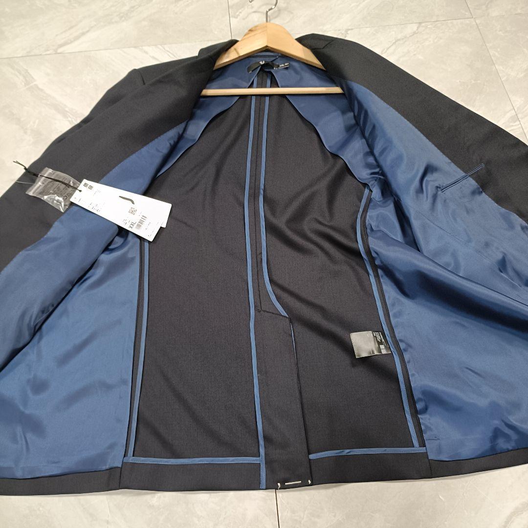 【新品】ユニクロ+J ウールテーラードジャケット カシミヤ混 XXL ネイビー