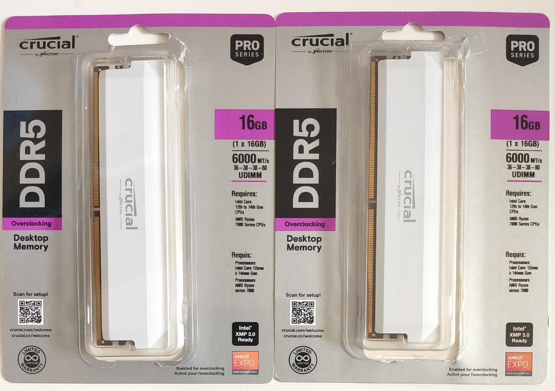 メモリー crucial DDR5 Pro 32GB (2x16GB) 6000MHz