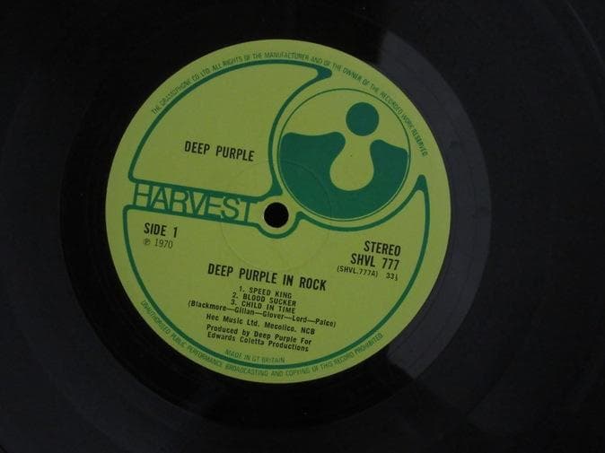 DEEP PURPLE★In Rock UK Harvest オリジナル