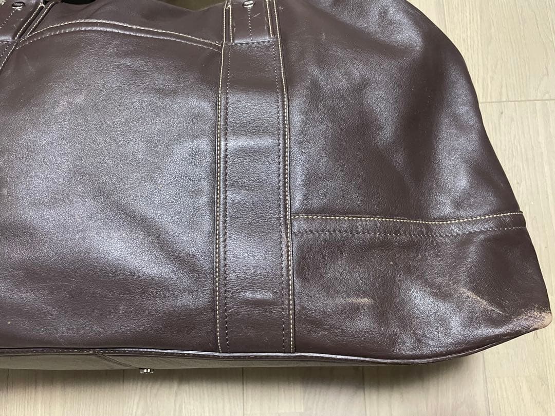 【中古】COACH ブラウンレザー ボストンバッグ