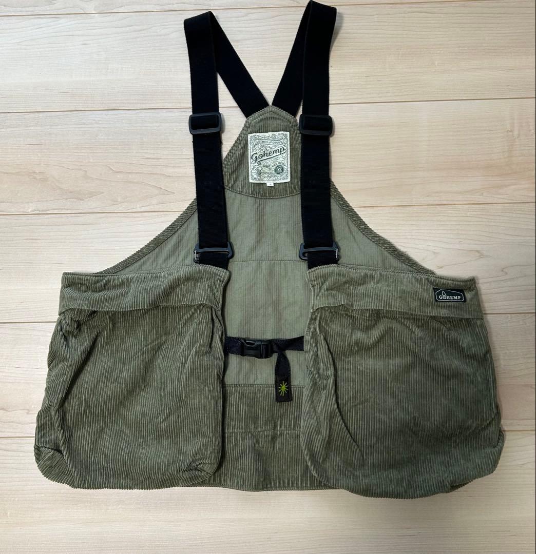 美品 ゴーヘンプ トラベルカーゴベスト Ｓサイズ シェイドグリーン 大容量
