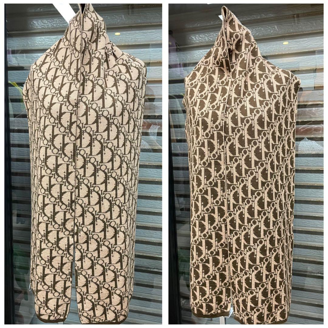 【美品】Christian Dior ディオール　トロッター柄　ウールマフラー